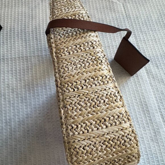 Saint Laurent Brown Le 5 à 7 Raffia Shoulder Bag - Picture 5 of 12